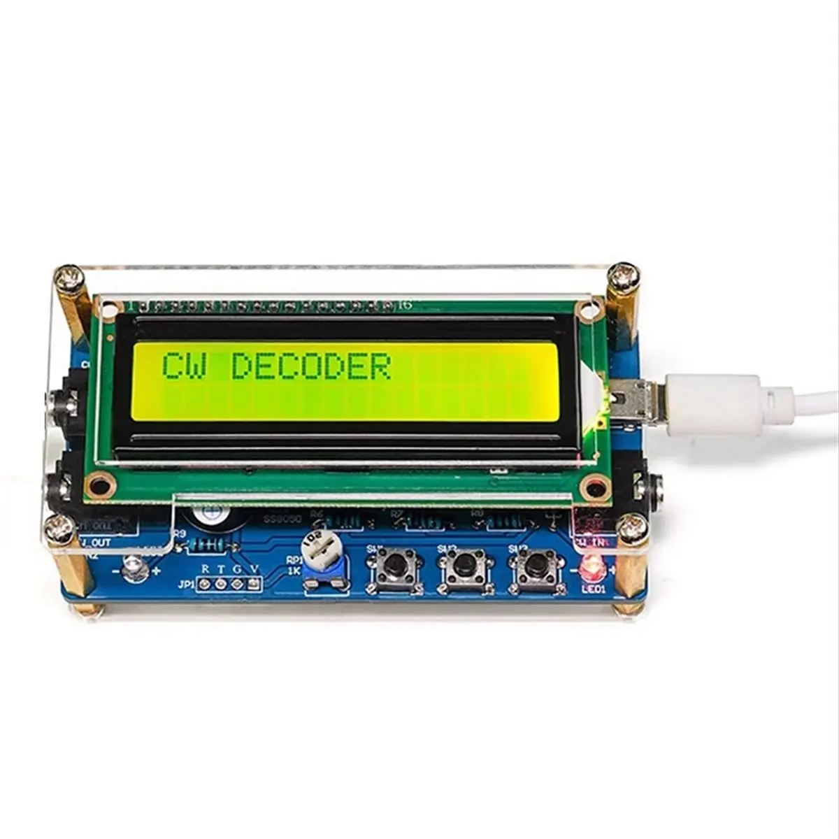 AC※▼●676-Upgraded CW Morse Code Decoder Finished+Case with Digital LCD CW Trainer Morse Code Decoder Kit