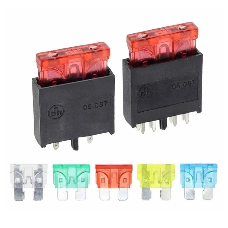5PCS 06.087 Automotive medium fuse holder 2P pin 8P pin PCB welded in-line insert holder Medium fuse holder