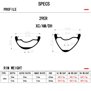 دراجة جبلية من الكربون إيدج ، Enduro Downhill Boost ، عدم تناسق بدون أنبوبي ، مخصص ، عرض 39 مم بعمق 20 أو 27 مم ، DH XC AM 29ER MTB ، 3K 12K ، UD الأكثر مبيعا 6 حافة دراجة 29 - No6