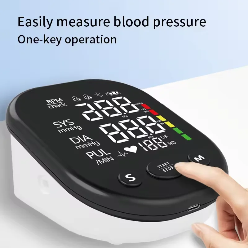 English Voice Arm Rechargeable Long Time Use Medical Blood Pressure Monitor Digitial LCD Large Screen Sphygmomanometer