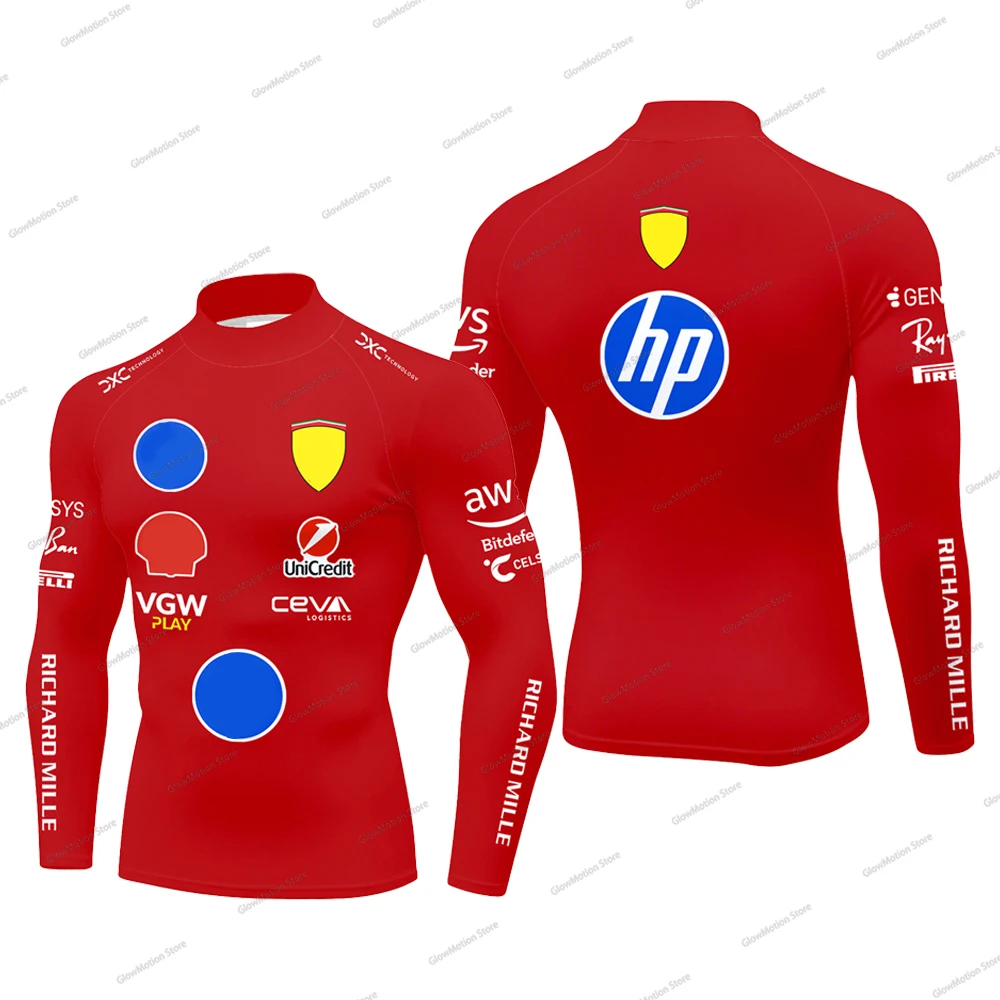 هاميلتون 44 وهمية الرقبة ضغط تي شيرت للرجال الرياضة في الهواء الطلق سباق سريعة الجافة الأعلى تشارلز Leclerc 16 مرونة طويلة الأكمام المحملة