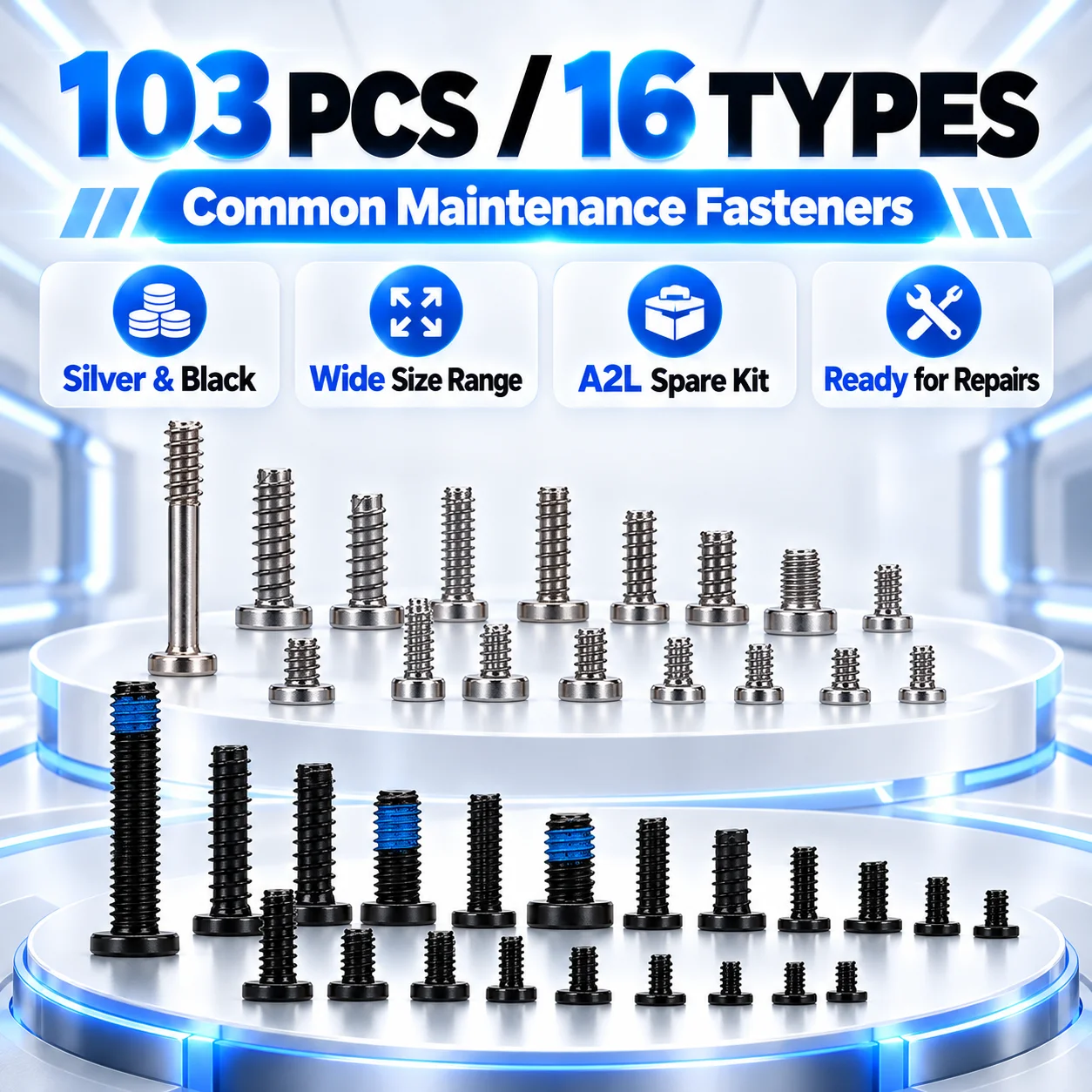 Original Bambu Lab A2L Screw Kit 103PCS 16 Types Fastener Set for 3D Printer AMS Maintenance Replacement Parts