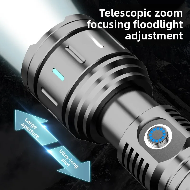 

Ultra Bright LED Flashlight Powerful Tactical Torch COB Built-in Battery Emergency Camping Spotlights Tail Light Outdoor Hiking