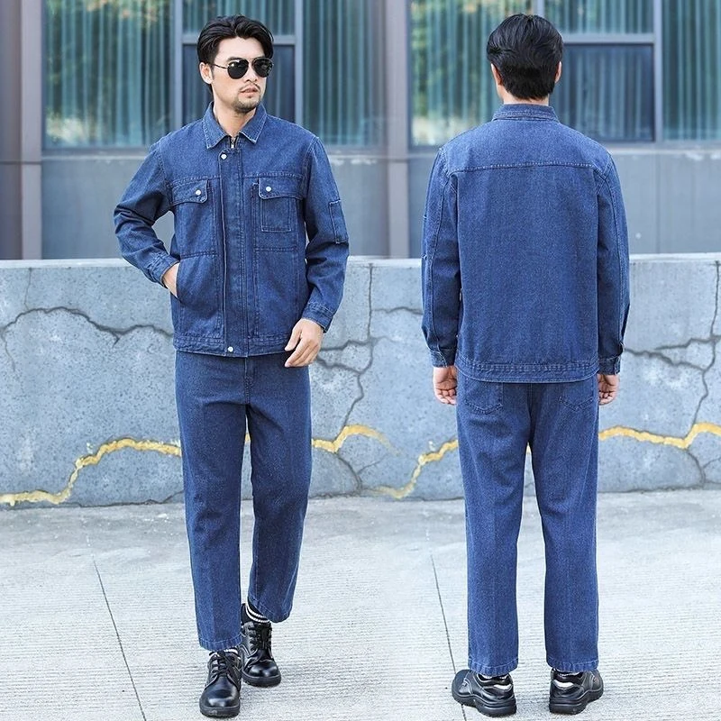 Jeans da Lavoro in Puro Cotone per Uomo, Set Speciale Anti-Calore per Saldatura e Riparazioni