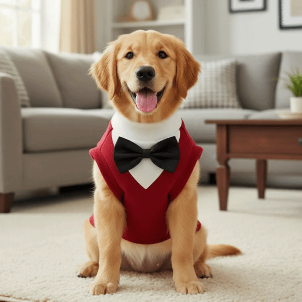 

Stylish Fleece Dog Tuxedo Clothes Warm Comfortable Dog Tailcoat Formal Outfit Pet Formal Clothing Take Photos