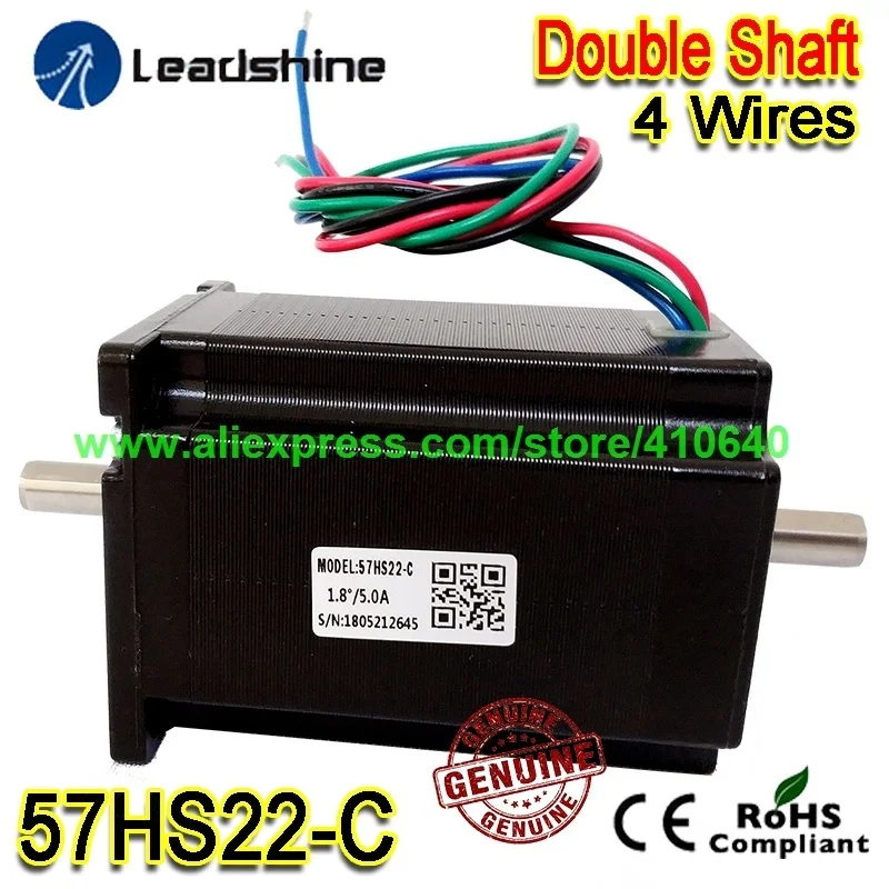 GENUINE Leadshine NEMA23 Double Shaft Stepper Motor 57HS22-C 8 mm Shaft 5 A 2.2 N.M Torque 81 mm Length 4 Wires Dual Shaft Motor