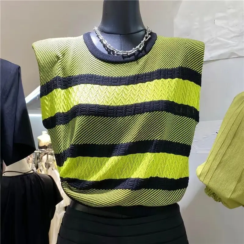 

Striped Short Knitted Tank Top 2023 Summer Slim Fit Bottom Strap Top women clothes sexy top crop top women