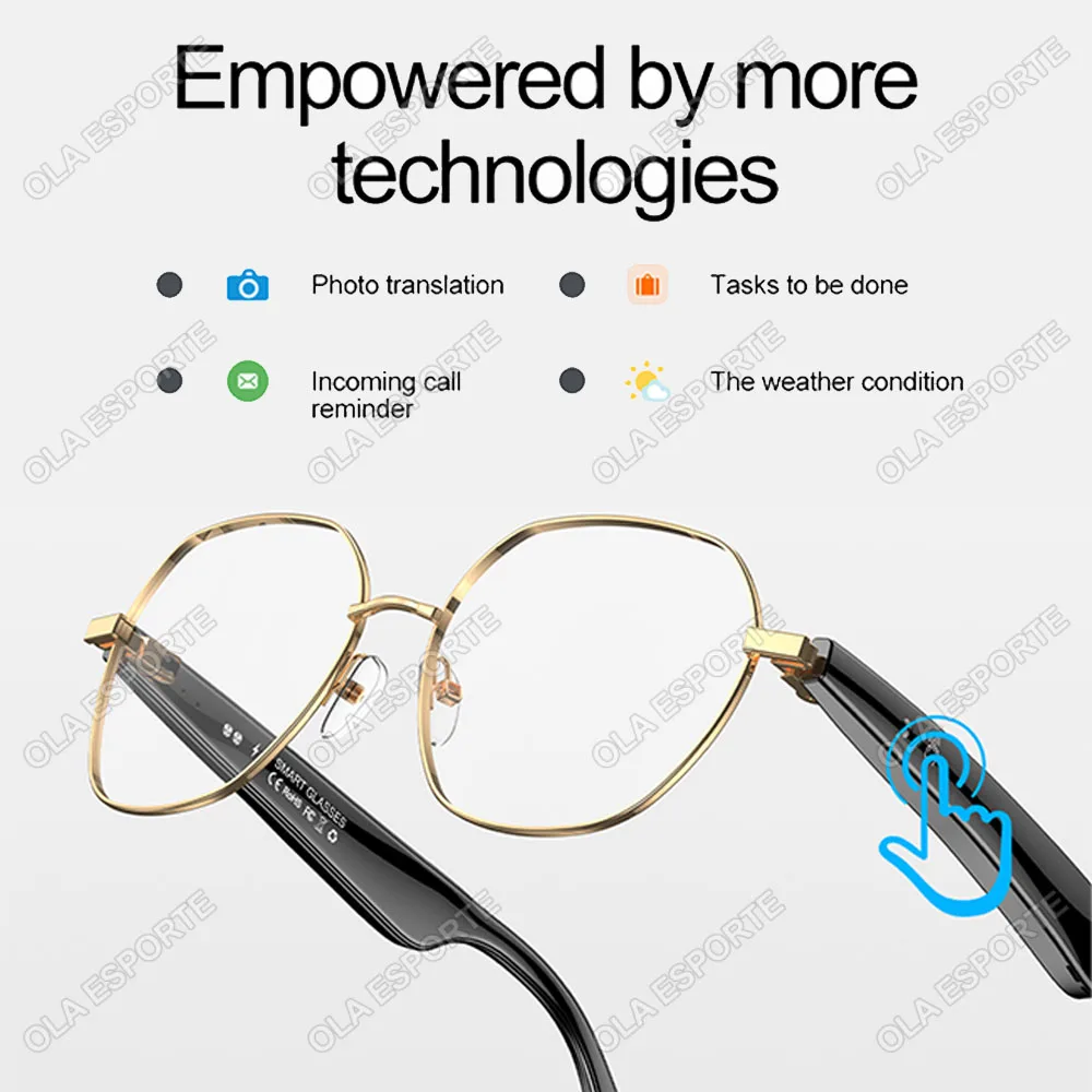 Nowe inteligentne okulary AI Inteligentny tłumacz języka w czasie rzeczywistym Bezprzewodowe słuchawki Bluetooth AI Chat Inteligentne okulary przeciwsłoneczne Touch&Voice