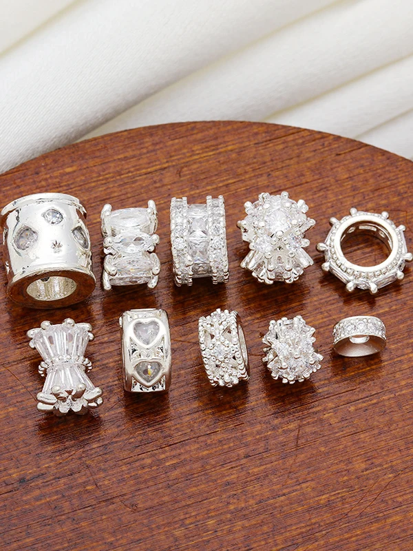 

Silver Plated Copper Crystal Zircon DIY Beads Bracelet Nelace Sp Beads Faion Jewelry Accories