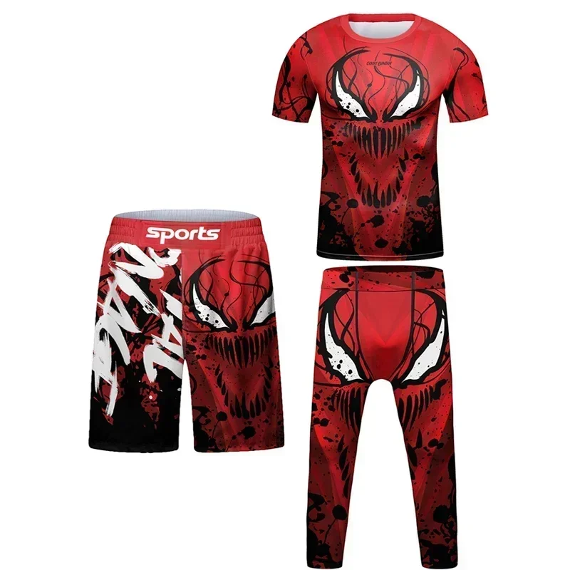 Kids MMA BJJ Tracksuit Jiu Jitsu Rashguard Quick Dry Training Gym Clothing Boys Boxing Suit Children 4PCS Running Set Sportswear