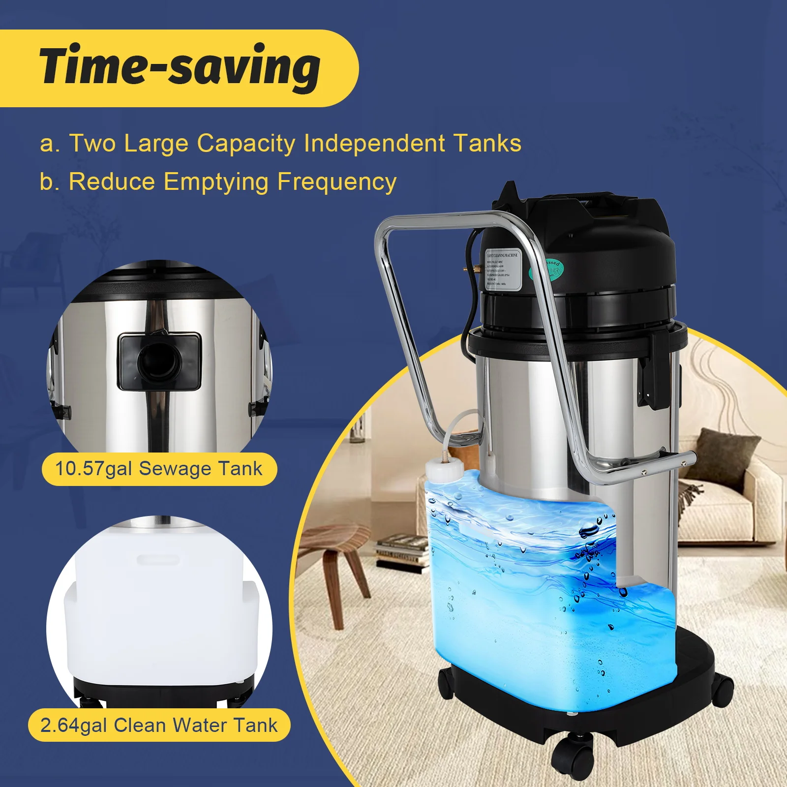 3in1 Carpet Cleaner Extractor Cleaning Machine Sofa Curtain Cleaner Stainless Steel Commercial Carpet Cleaning Machine