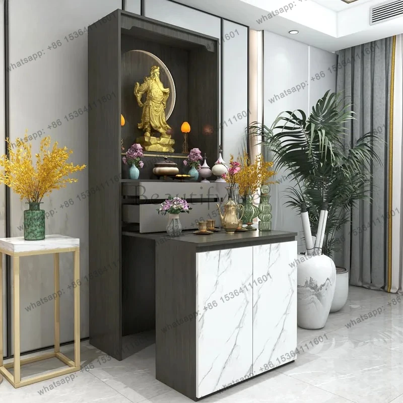Buddha Cabinet New Chinese Vertical  Modern Simple Shrine Guan Gong God of Wealth Incense Case Guanyin Shrine Cabinet