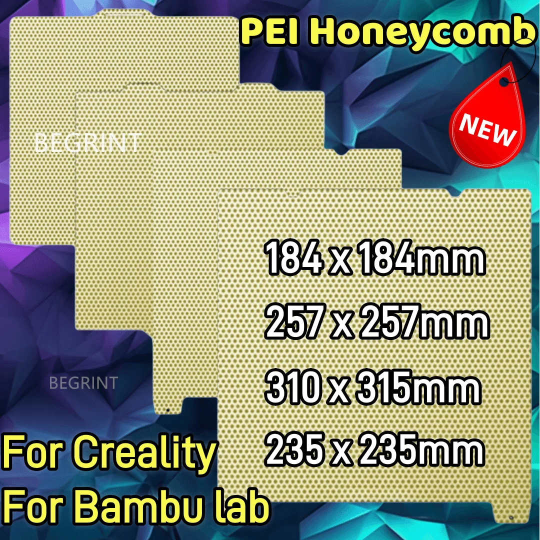 

Двухсторонняя сотовая пластина PEI для Bambu Lab P1P/P1S/X1/X1C/X1E/A1 PEI, пружинный стальной лист для Creality K1/K1C/K1 Max