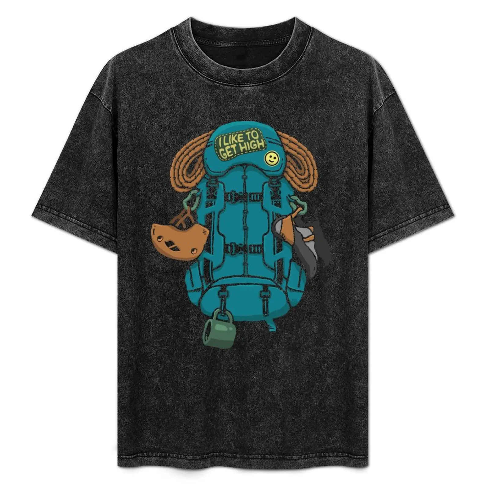 Climbing Backpack and Gears I Like to Get High T-Shirt summer clothes baggy shirts vintage t shirts vintage t shirt men