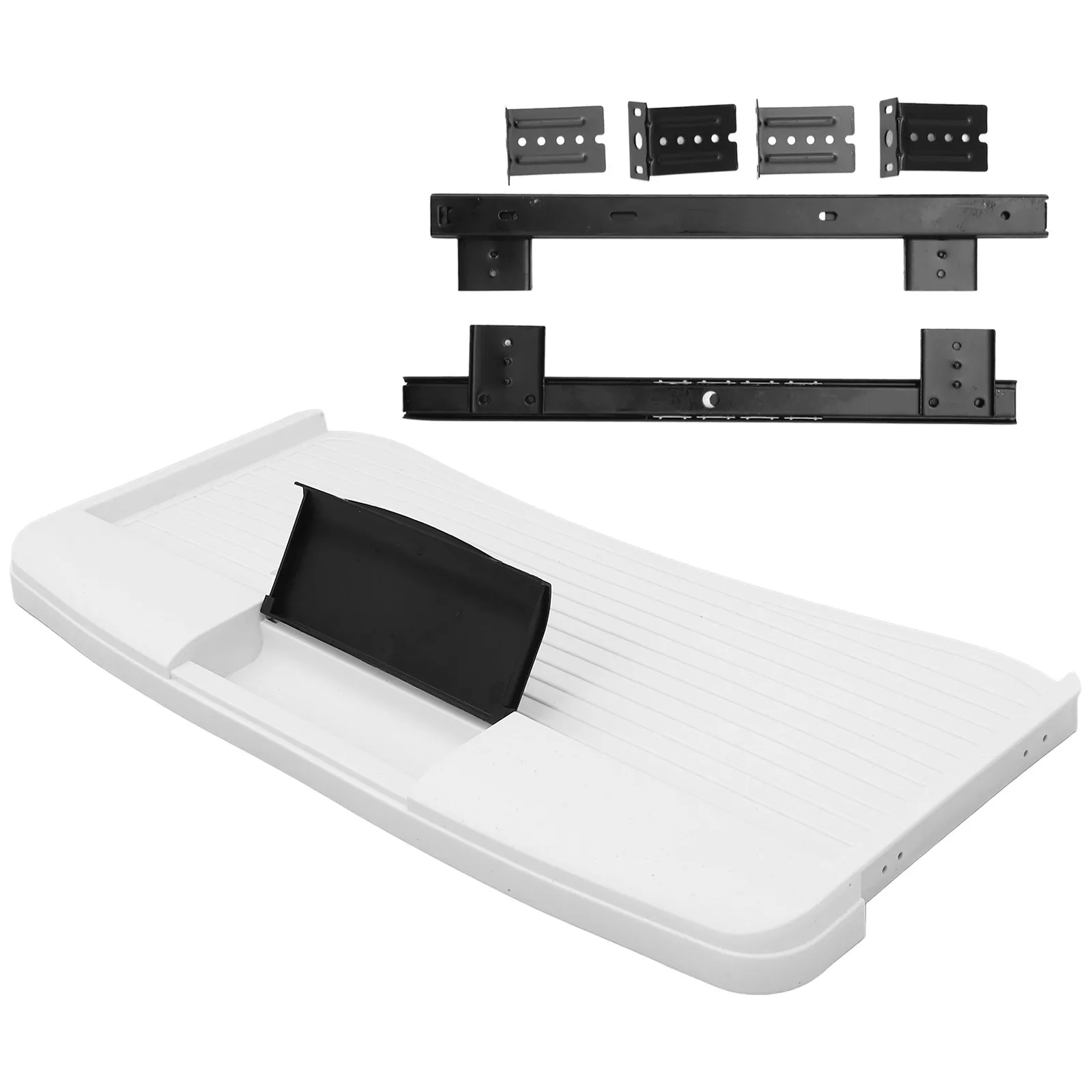 1Set Under Desk Keyboard Tray Pull Out Heavy Duty ABS and Stainless Steel Keyboard Storage Plate Slide Platform for Computer