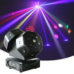 NEW Led RGBW Gold Strobe 2 Rotation Heads Beam 4 Patterns RG Laser DMX512 Music Dj Disco Nightclub Bar Projector Stage Light