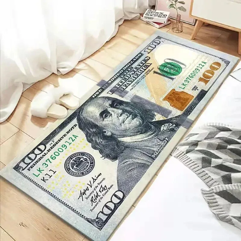 VIKAMA Wealth Dollar Print Area Rug Non-Slip Floor Mat Unique Home Decor Carpet for Living Room Office Kitchen