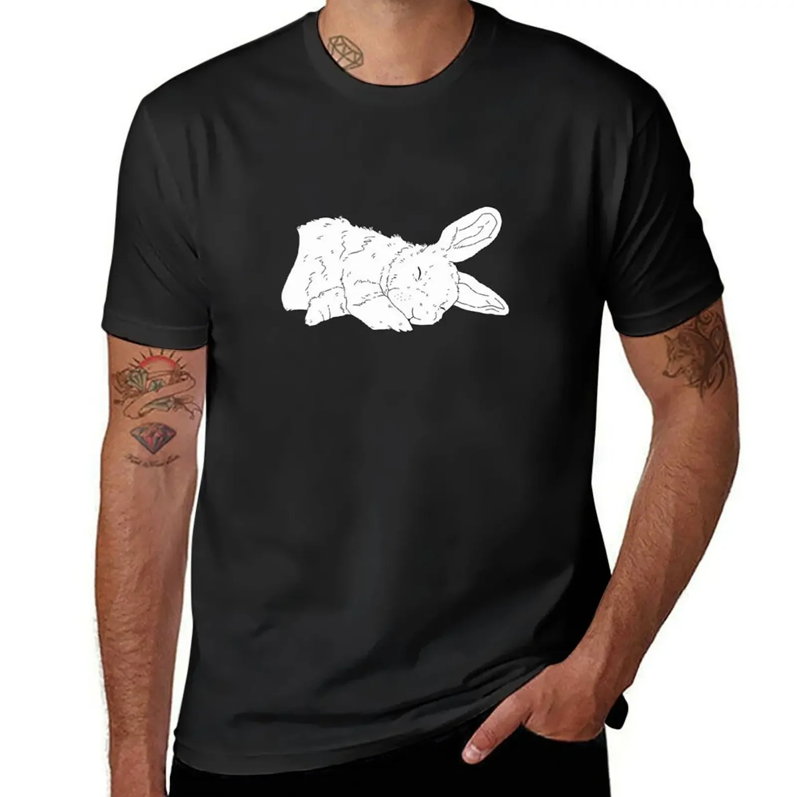 Sleepy Bunny Rabbit Napping Snuggly T-Shirt cotton graphic tees new edition cute clothes Men's t-shirts