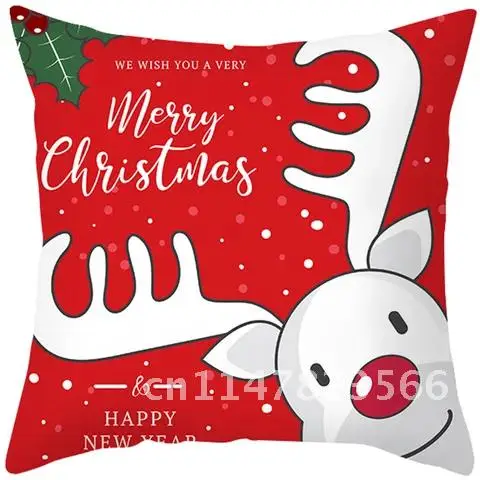 45x45cm Pillowcase Merry Christmas Decor for Home Christmas 2021 Ornaments Cushion Cover New Year 2022 Noel Kerst Christmas Gift