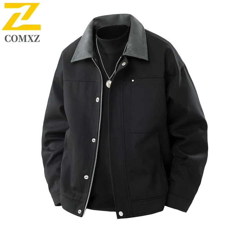 

COMXZ повседневная куртка с воротником-стойкой для мужчин, уютное пальто для кемпинга на открытом воздухе, легкие осенние мотоциклетные куртки премиум-класса для повседневного использования
