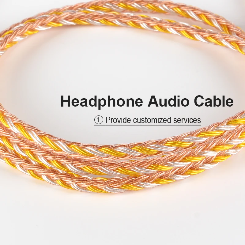XINHS 16 Core Vàng Bạc Vàng Tai Nghe Nhét Tai Cáp 5N Đơn Tinh Thể Đồng Mạ Bạc Cáp Nâng Cấp