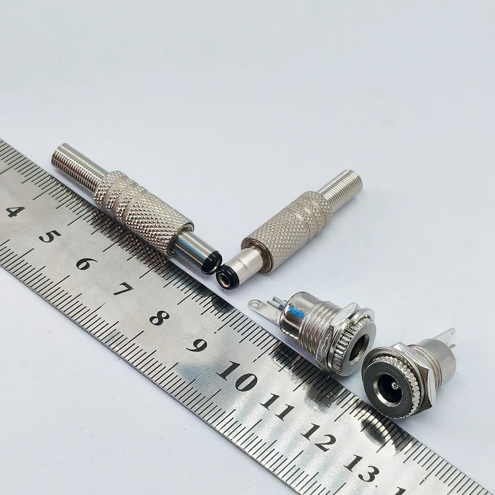 5Pcs DC5.5x2.1 DC5.5*2.5mm DC099 Weldable Plug Socket Metal DC Male Female Power Connector Jack For Electronic Equipment