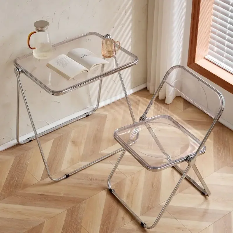 Acrylic Transparent Crystal Folding Chair INS Simple Style Furniture Furniture Balcony Coffee Chair Suite Bold Transparent Chair