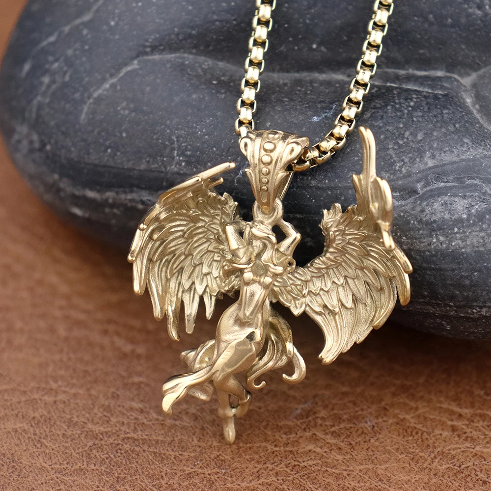 Fashion Popular Fallen Angel Pendant Chain for Couple Stainless Steel Personality Angel Necklaces Trendy Women Jewelry Wholesale