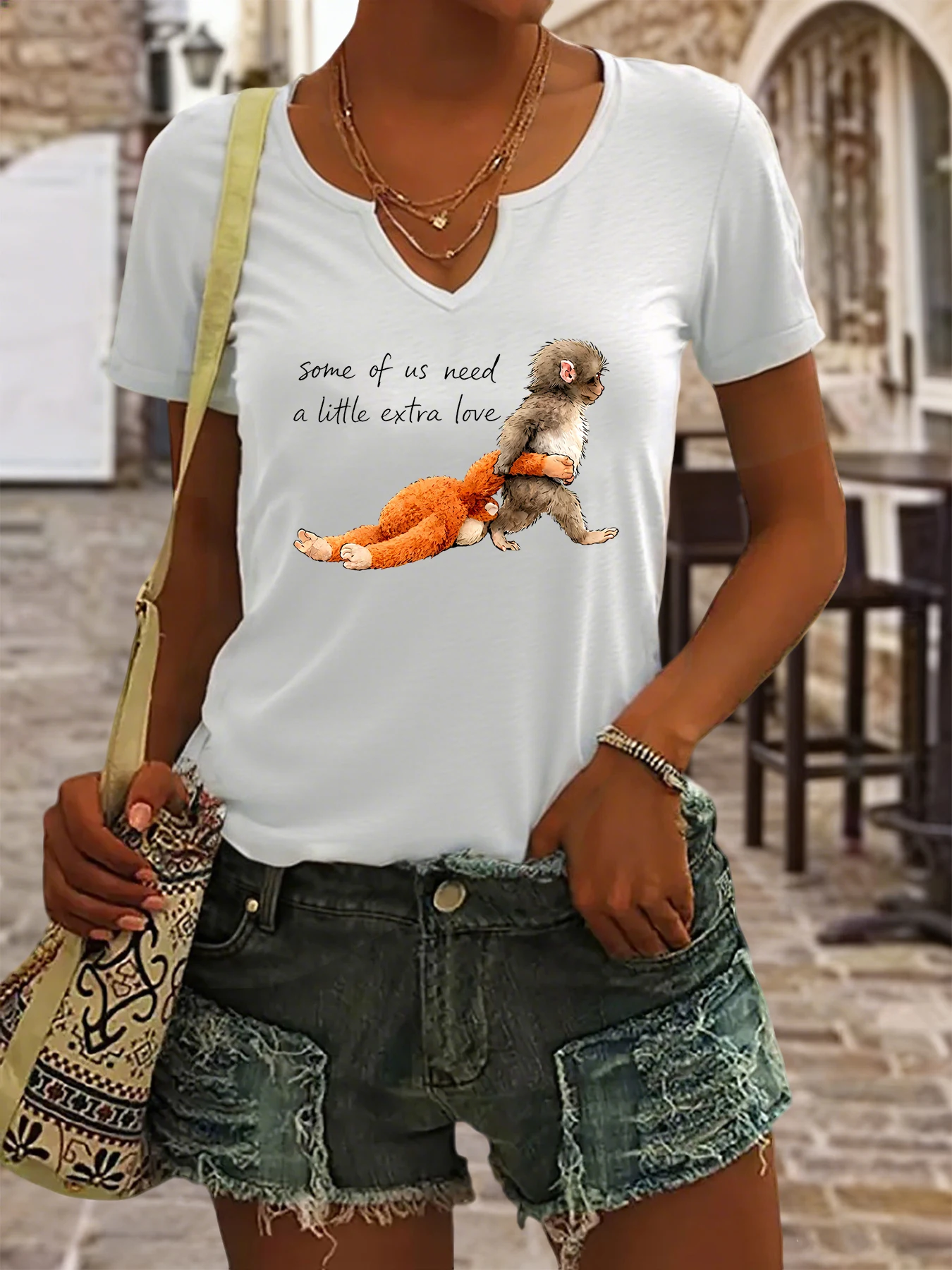 Women's Summer V-Neck Short Sleeve T-Shirt, 