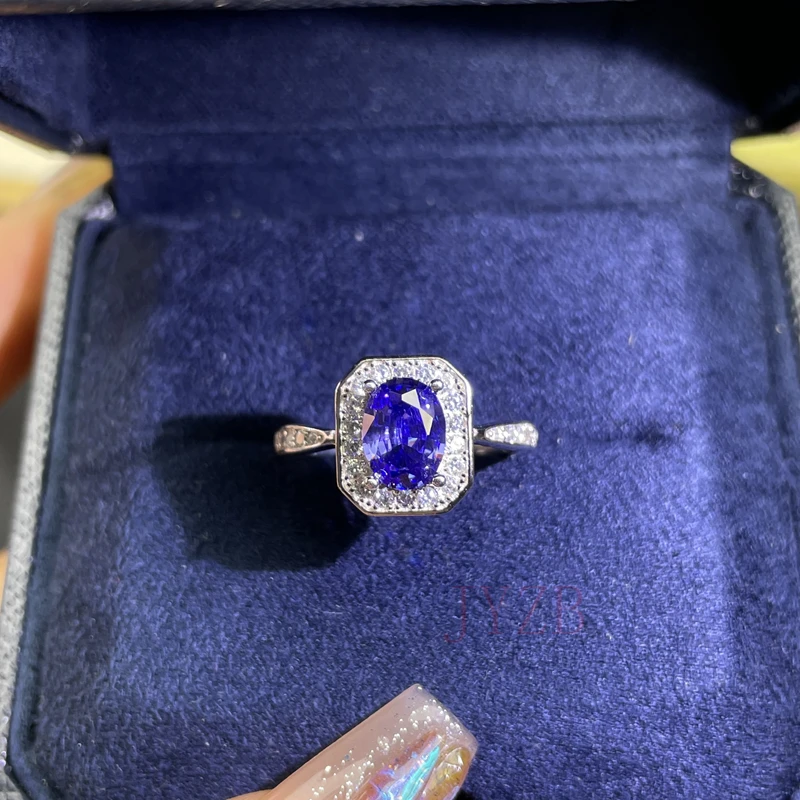 High-grade natural Tanzanite ring for women ins Niche gemstone Ring Light luxury High quality sterling silver opening adjustable