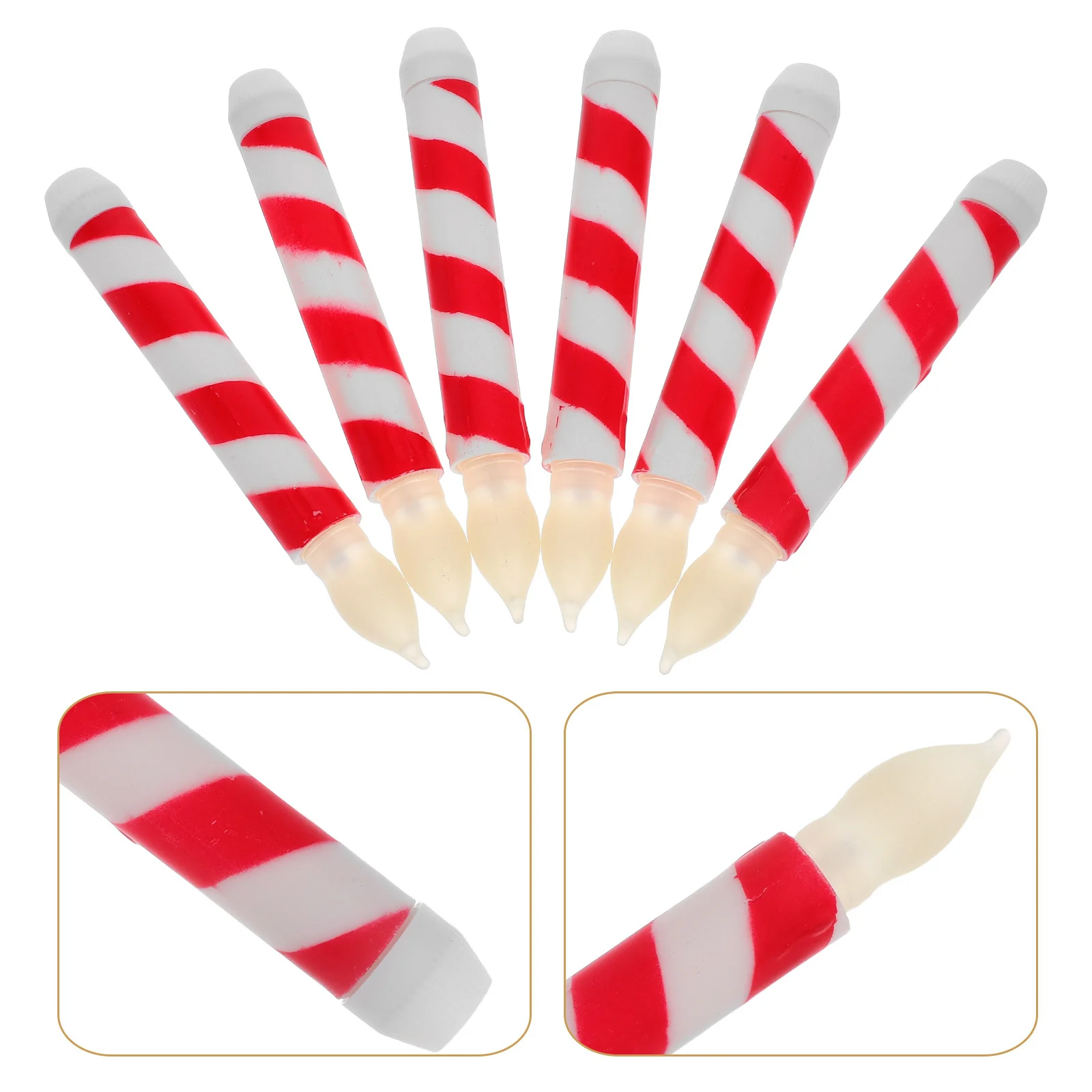 6 قطعة شموع مستدقة LED عديمة اللهب تعمل وامضة لعطلة عيد الميلاد نافذة الديكور أضواء وهمية #1