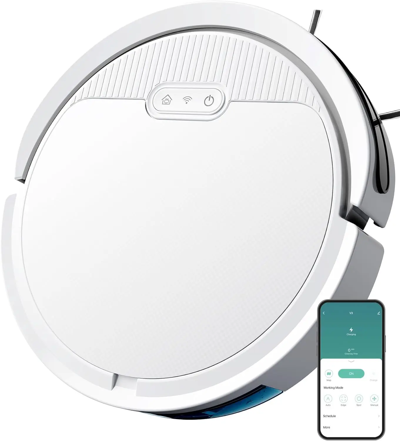 Robot aspirapolvere e scopa V3, pulitore combinato 3 in 1 per la casa con peli di animali domestici e pavimenti duri, aspirazione 5000 Pa, tempo di funzionamento di 120 minuti