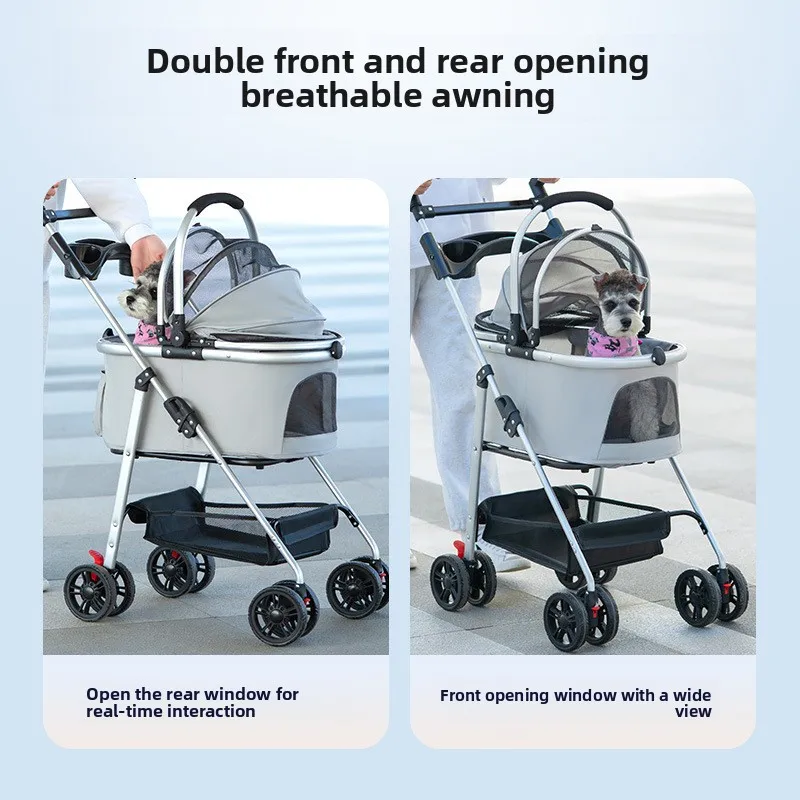 Motion Apex Foldable Lightweight Multifunctional Metal Pet Stroller Waterproof 4-Wheel 30kg Capacity Small/Medium Dogs Outdoor