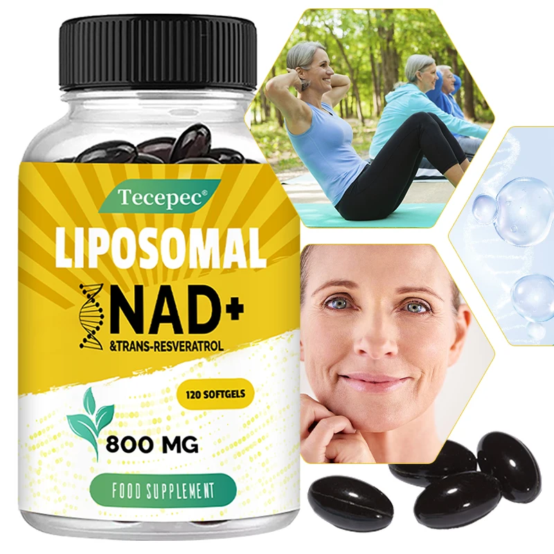 Liposomal NAD+ Trans-Resveratrol 800 mg, Supports Cellular Health and Metabolism, Healthy Energy, Highly Absorbed, 120 Softgels