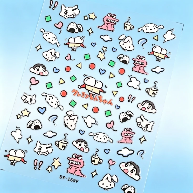 Crayon Shin-chan Shiro Cartoon Niedliche Geprägte Nagelaufkleber Kawaii DIY Dekoration Nagelkunst-Sticker Anime-Zubehör Großhandel