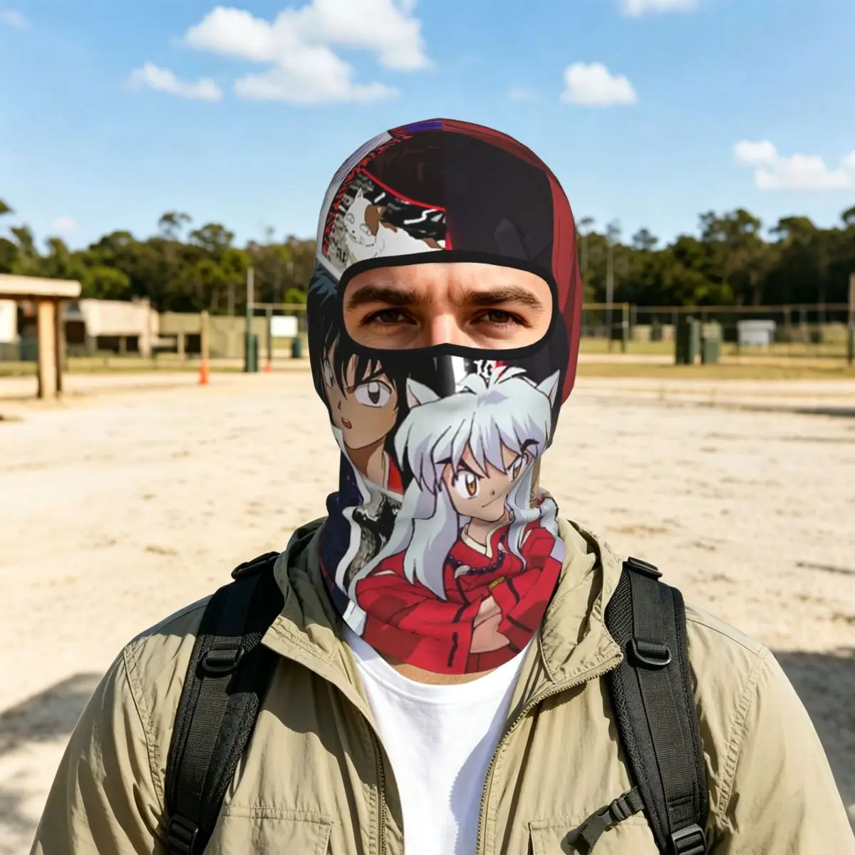 Pasamontañas Delgado con Diseño de Kimono de Inuyasha y Sesshomaru, Protección Solar Facial y de Cuello para Motociclismo, Ciclismo, Pesca y Actividades al Aire Libre