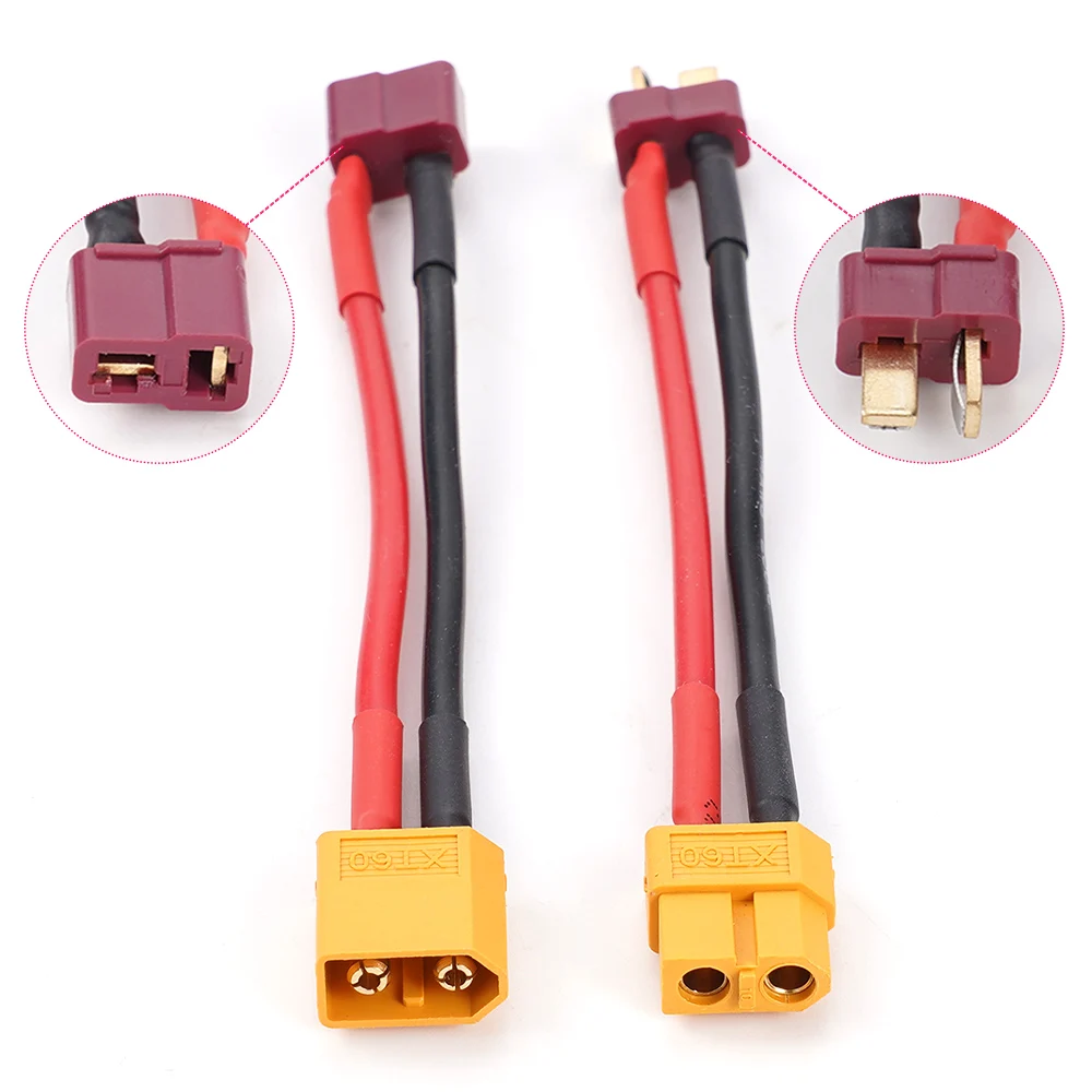 

1PC XT60 Female to Deans T-Plug Male Connector Lead Adaptor Extension Cable 14AWG Silicone Wire for Lipo Battery RC Parts