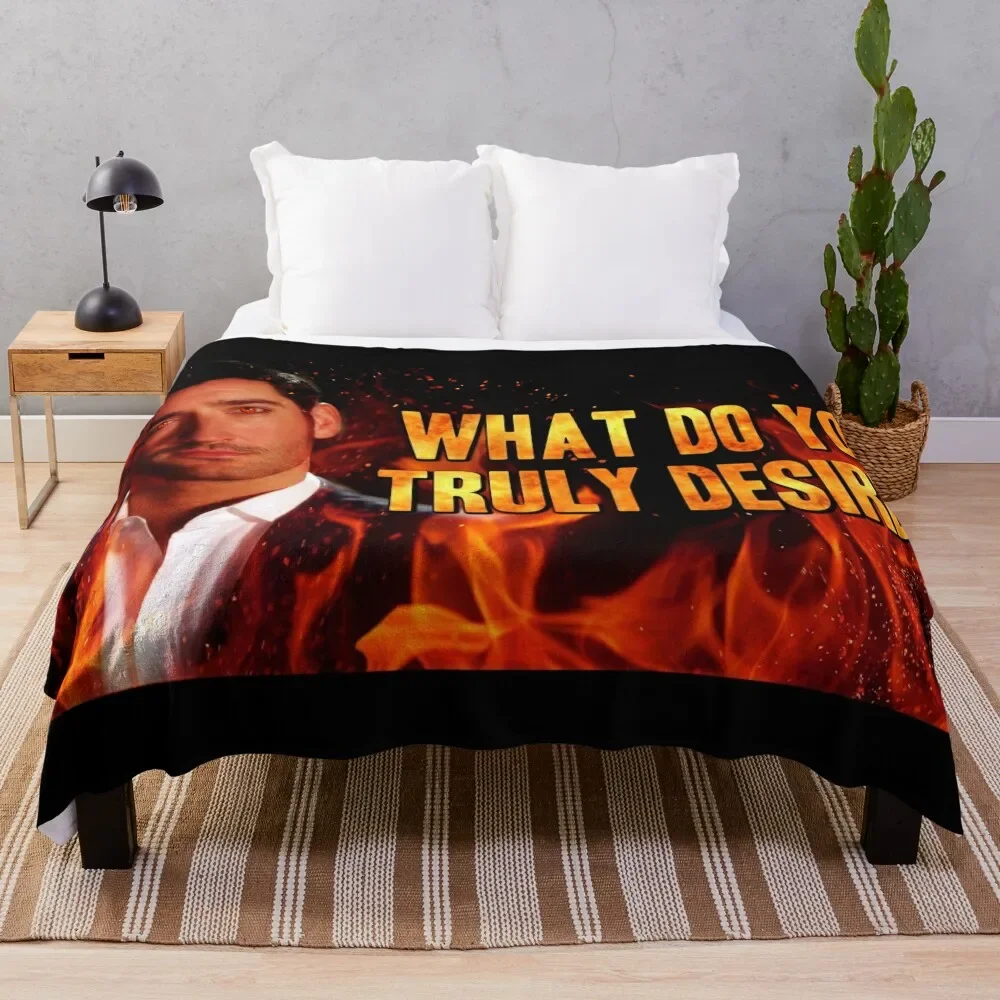 Lucifer - What do you desire? Throw Blanket Designers Bed Bed covers wednesday Blankets