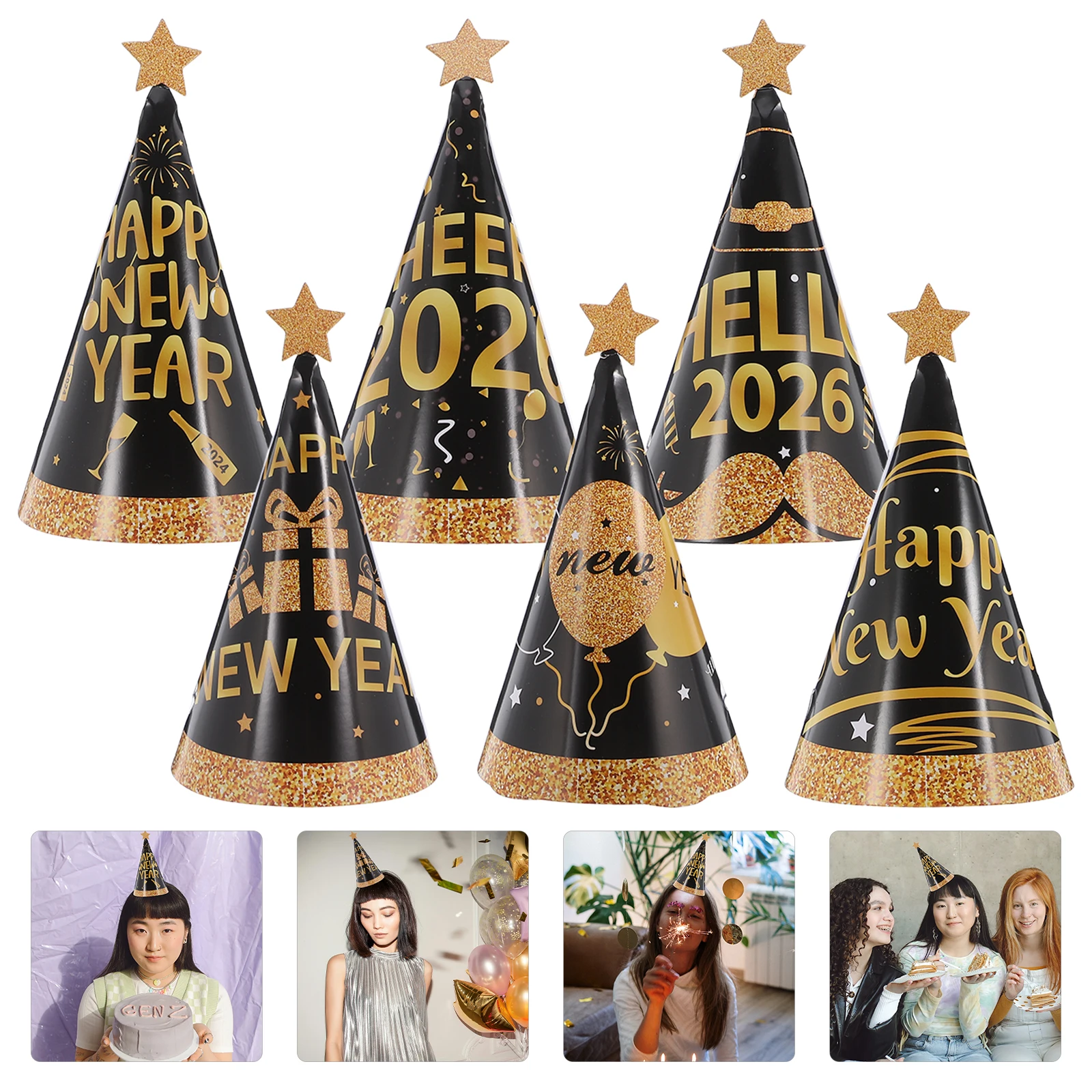 

24 Pcs New Year Party Birthday Hat Cone Hats Paper Bulk Headdresses
