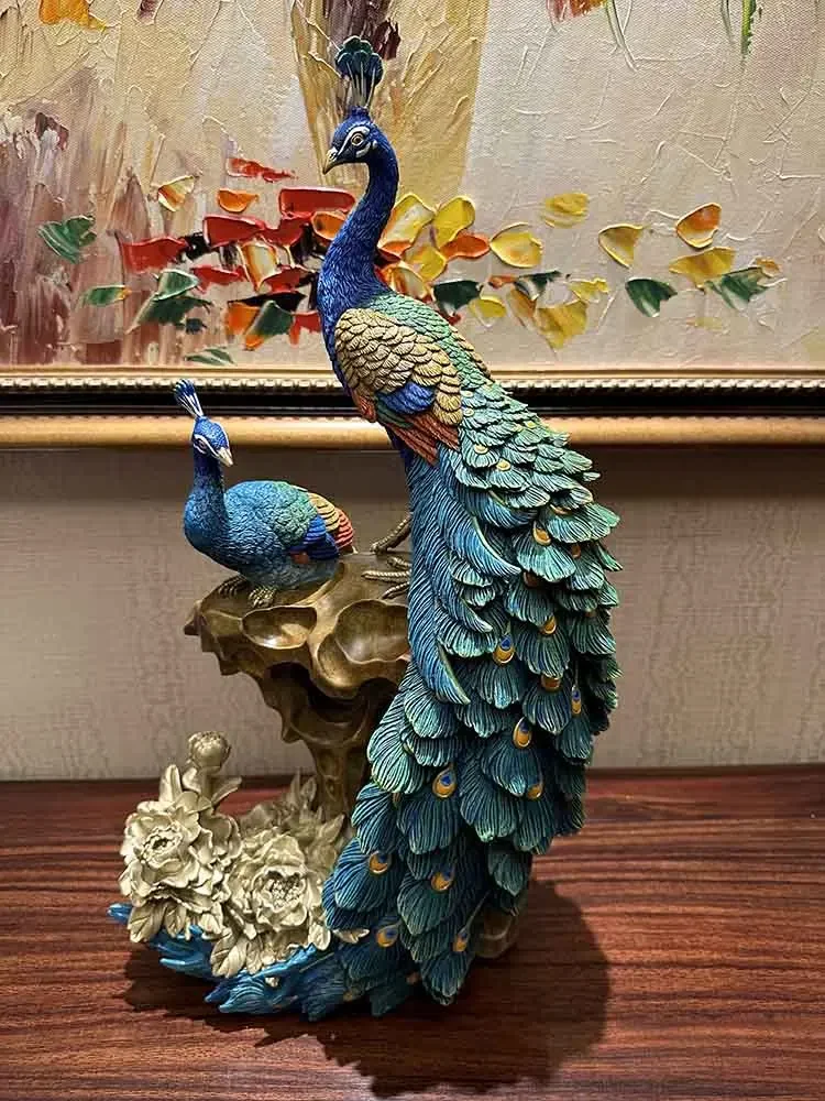 Copper Peacock Sculptures Ornament,Home Room Decor,Brass Crafts statues,Living Room Office Artwork Desk Decoration,Luxury Gifts