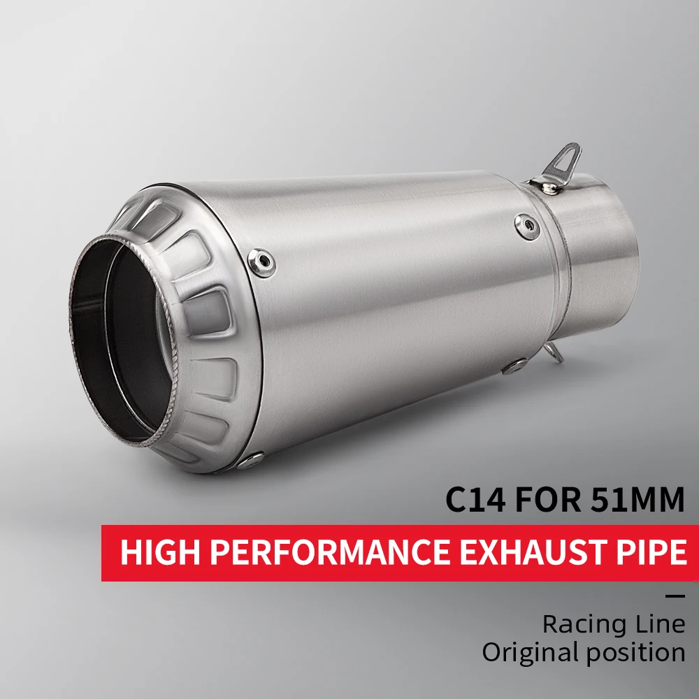 51mm Motorcycle Exhaust Muffler for R25 R3 R6 NC700 CBR500 Z400 Z750 C14 - Removable DB Killer - Image 2