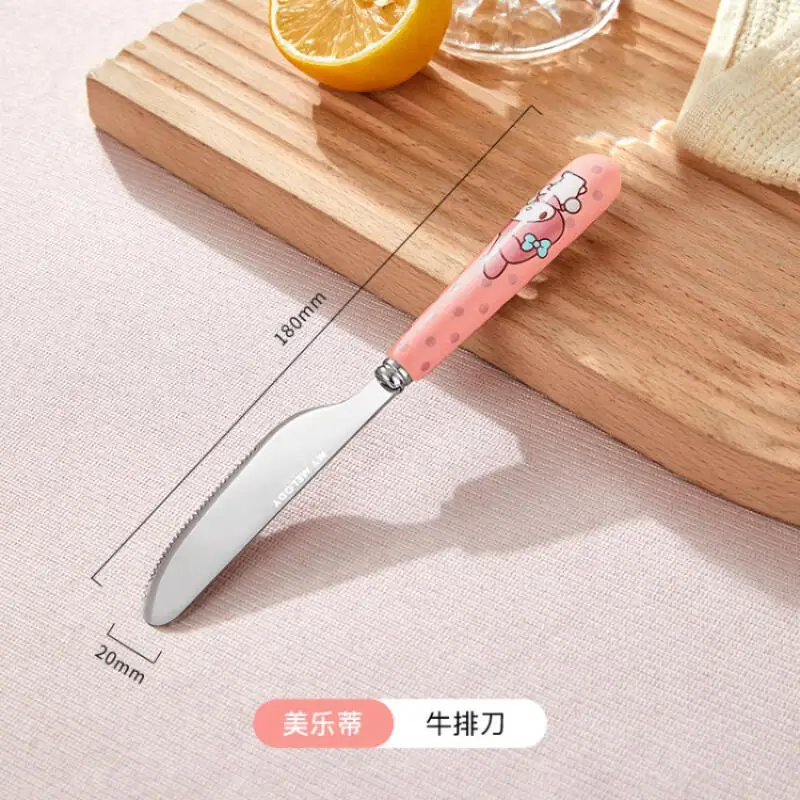 سانريو ماي ميلودي سينامورول هالو كيتي شوكة ملعقة منتج جديد ضرب المنتج Kawaii الكرتون المحمولة طالب الكبار الطفل لطيف