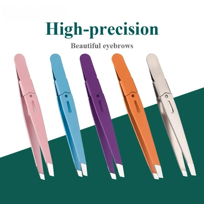 High-Quality Eyebrow Tweezer Colorful Hair Beauty Fine Hairs Puller Stainless Steel Slanted Eye Brow Clips Removal Makeup Tools