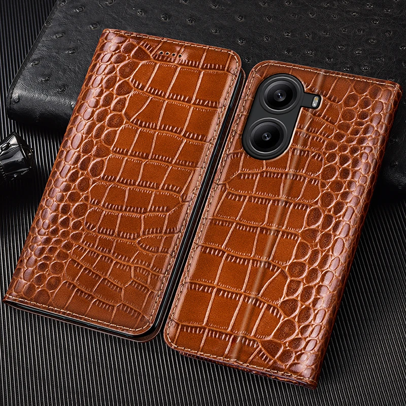 

Crocodile Genuine Leather Flip Case For Redmi Turbo 3 4 6 Pro 6A 7 7A 8 8A 9 9A 9C 10 10C 12 12C 13C 14C 15 15C Cover Cases