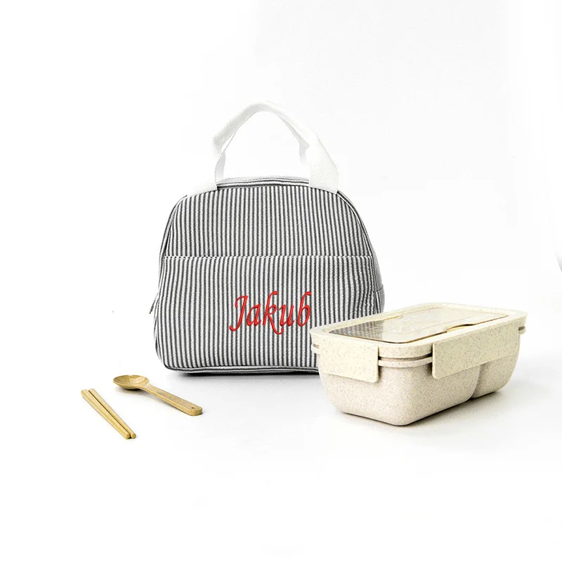 Personalized Handheld Lunch Bag with Simple and Large Capacity Foam Yarn Bento Bag for Work and Commuting, Customized Name