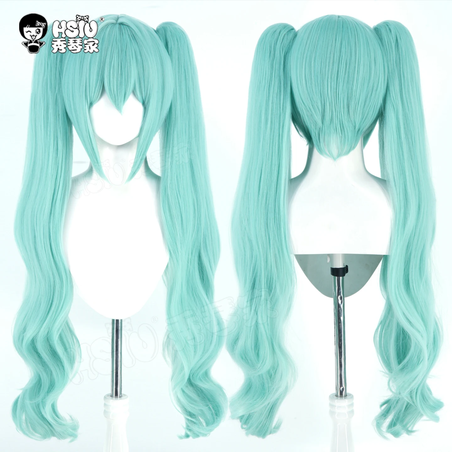 Miku Green Mixed Fluffy Long Curl Wig Water Color Series Cosplay Accessory Hair Extension XiuQinJia TangJiKeDe Linked