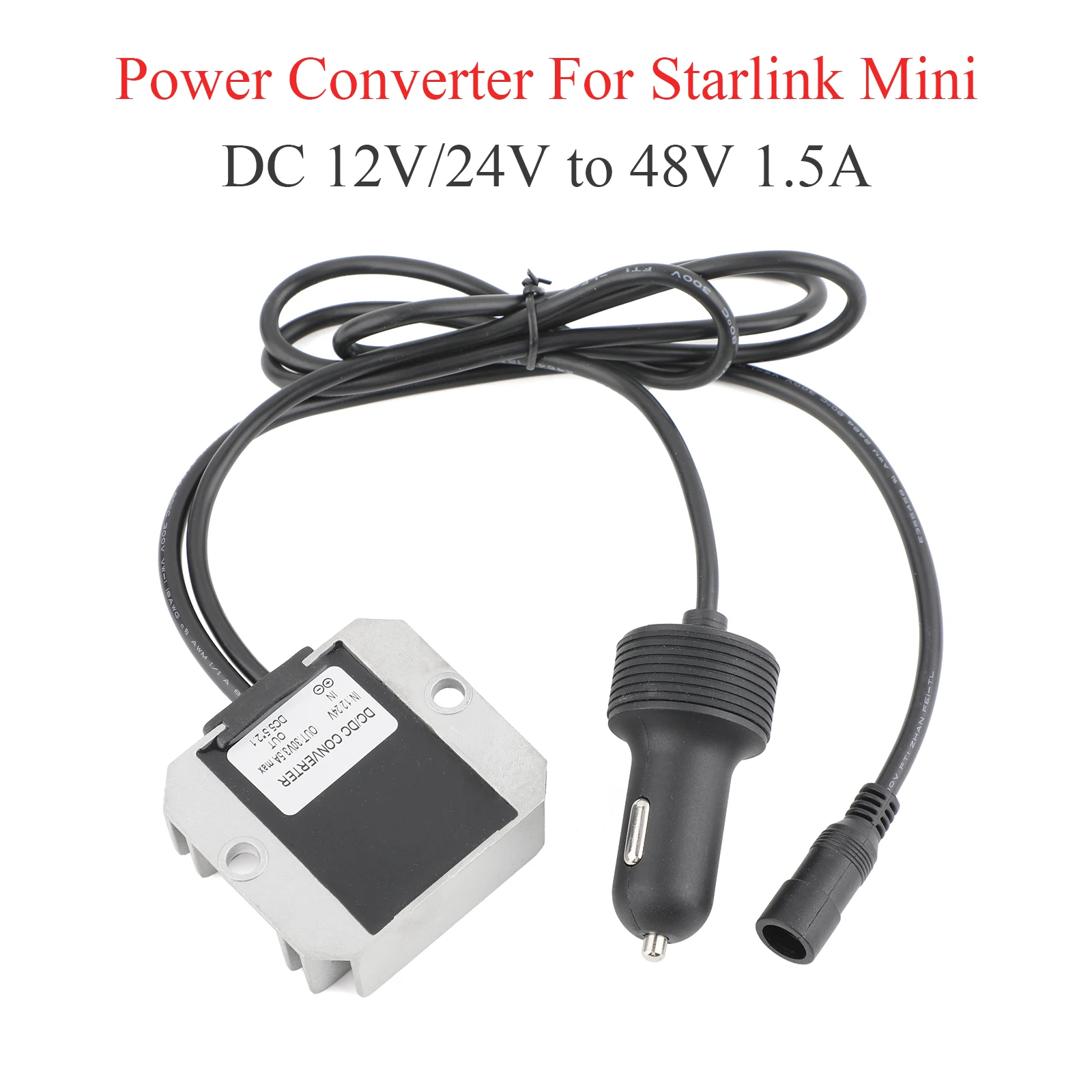 

For Starlink MINI DC Upgraded Power Converter 12/24V to 48V 1.5A Car Charger + DC Female Extension Cable Male-Female 3/5/10/20m