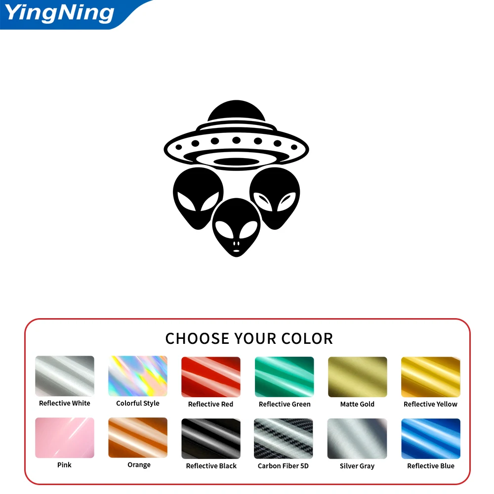 Alien Family UFO Car Decal Vinyl Sticker Waterproof Universal Auto Window Body Bumper Space Sci Fi Exterior Decoration Graphic