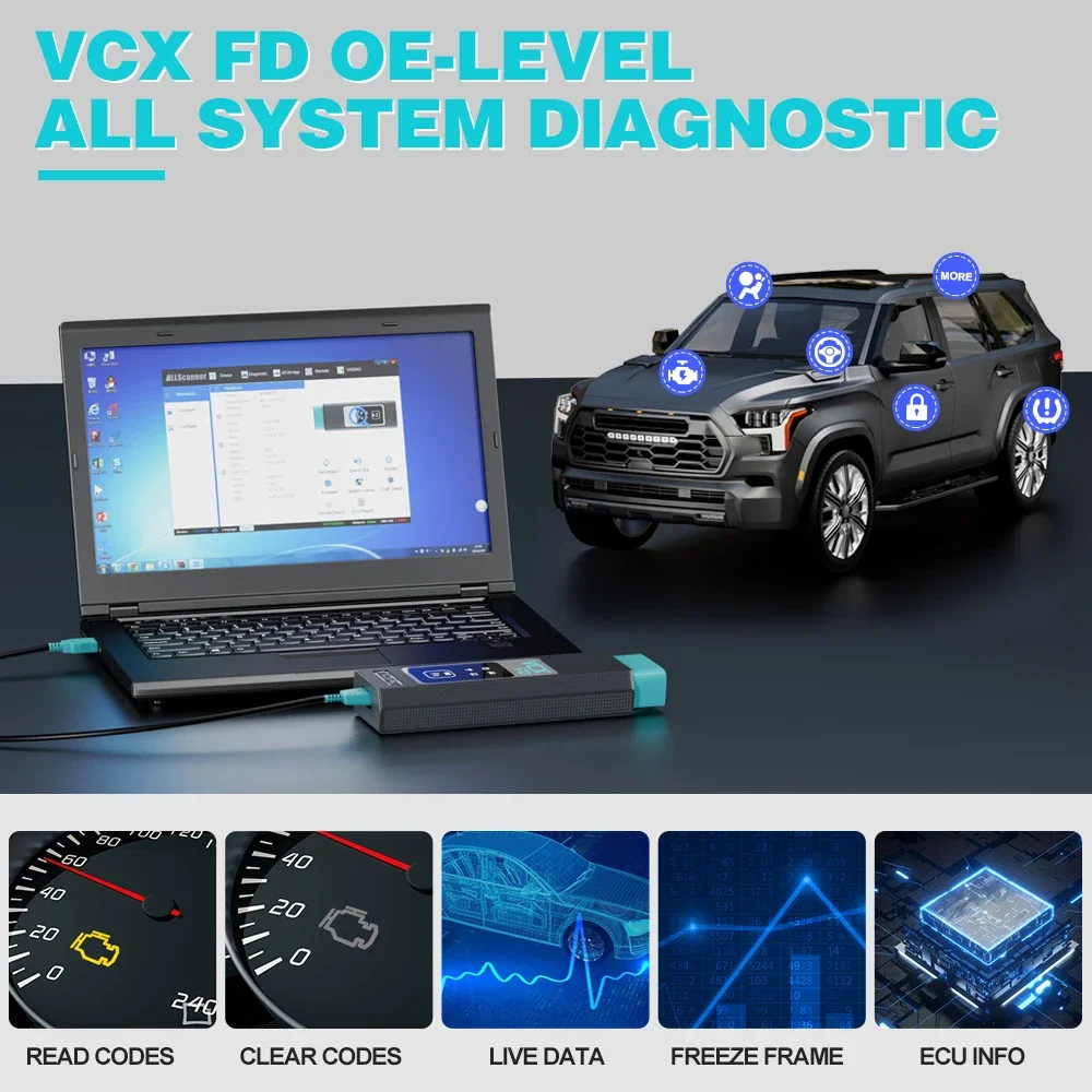 VXDIAG VCX FD  for Ford /Mazda Car ODB2 Diagnostic Tool  All System Diagnosis ECU Coding  Support CAN FD& DoIP/J2534 IMMO