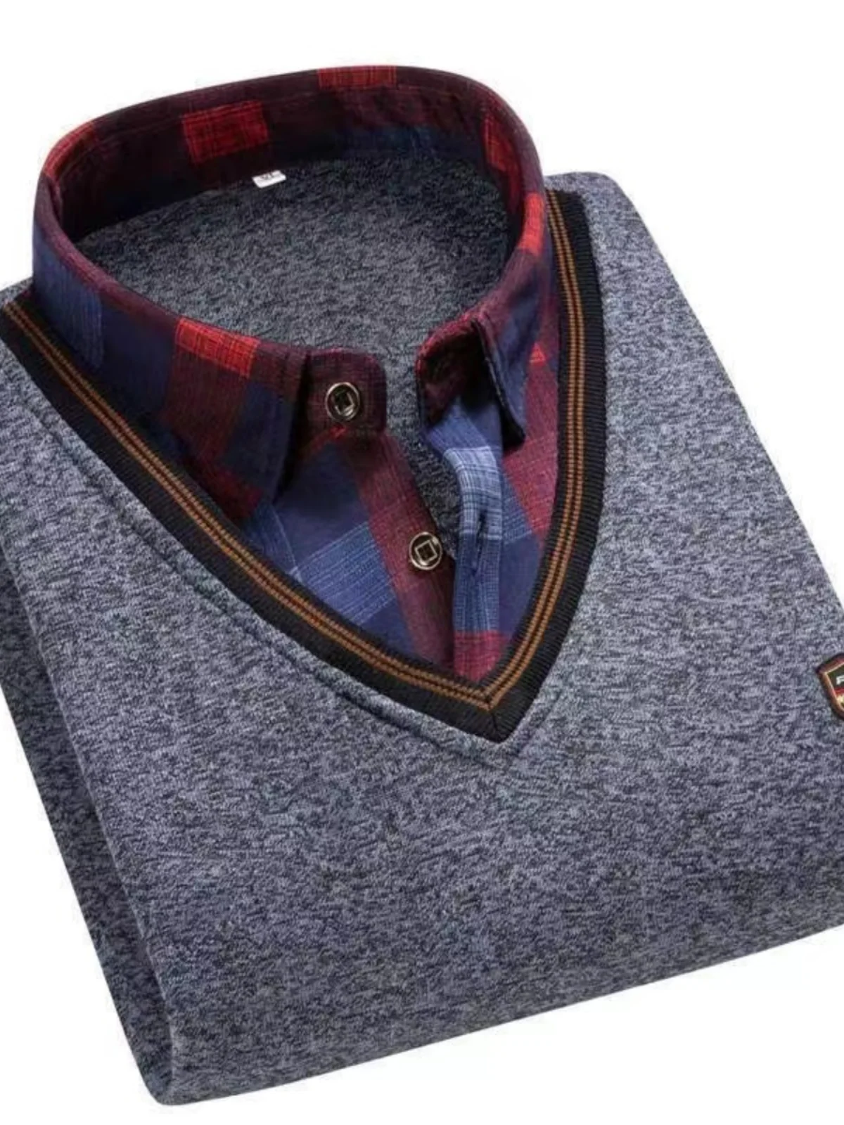 

Men's Casual Thin Long Sve Knitted Sweater irt Collar Fake Two-Piece Spring Autumn Faionable Versatile Dad Busin Ca...